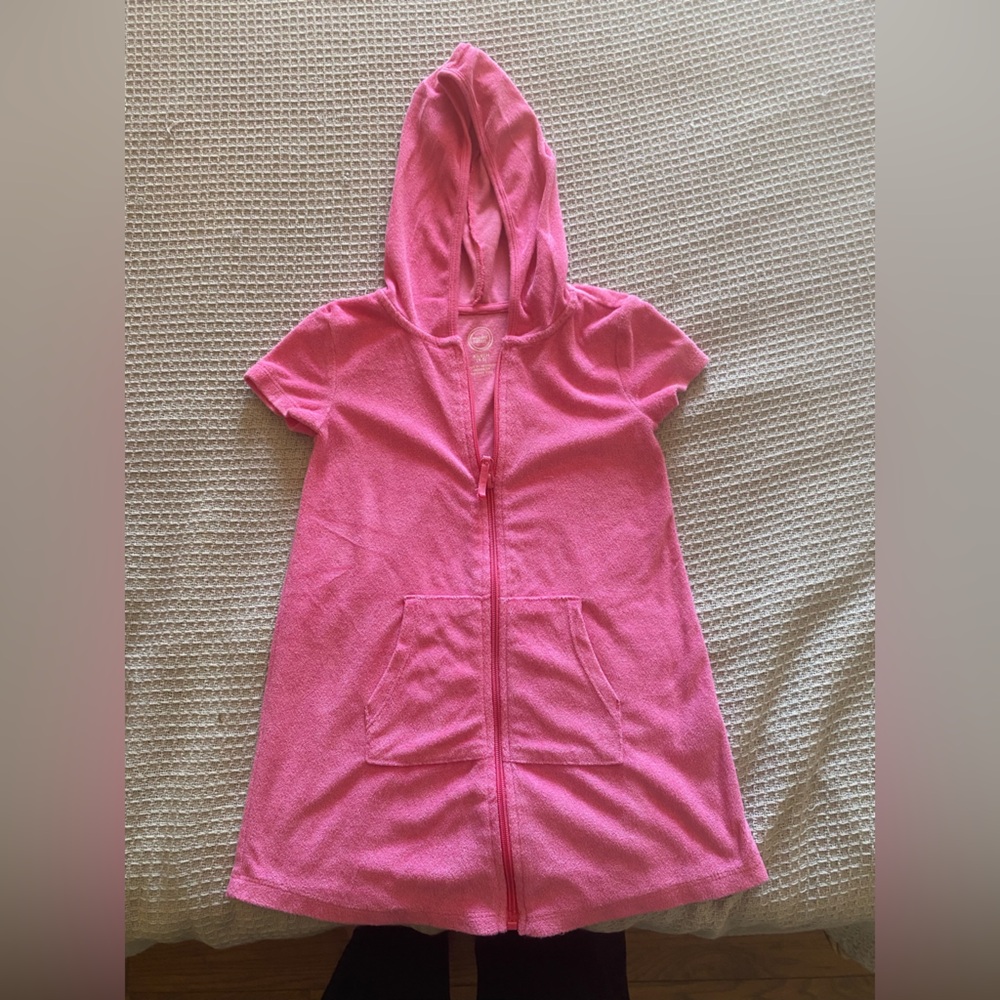 Pink Hooded Zip-Up sun dress for girls